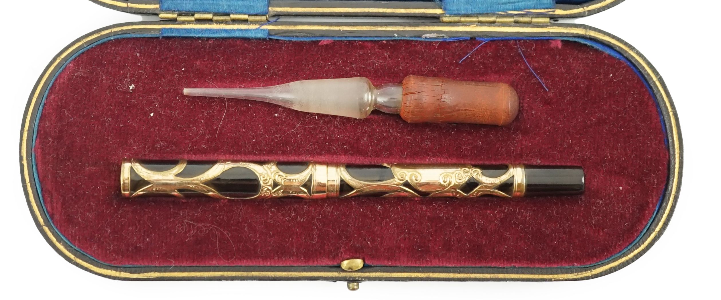 A Parker No.16 gold filled filigree Eyedropper, boxed